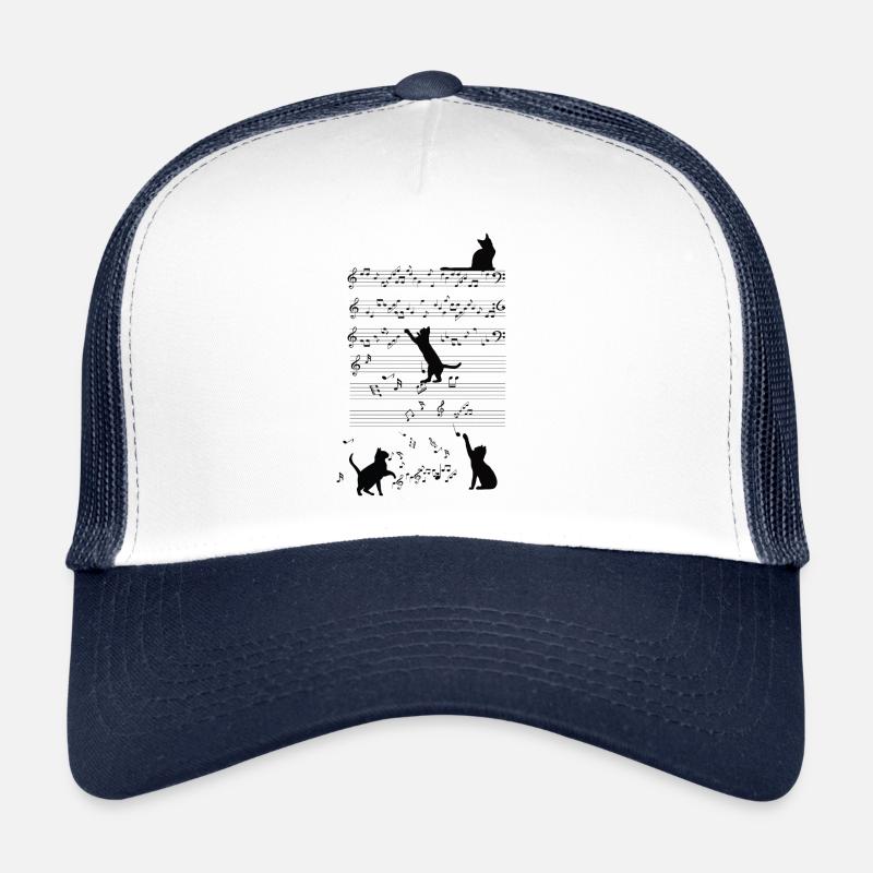 Chats sur les notes de musique Chats sur les partitions - Casquette trucker  - blanc/marine
