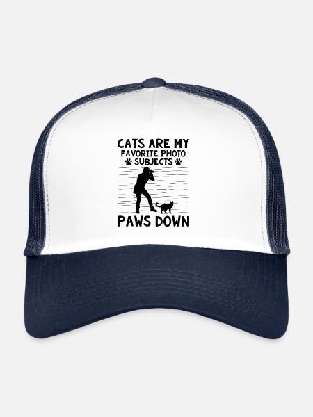 Chat Photographes Chat Amoureux Des Chats Photo - Casquette trucker  - blanc/marine - Devant