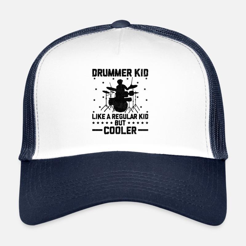 Drummer Kid Wie Ein Normales Kind, aber Cooler Drum Dru - Trucker Cap - Weiß/Navy