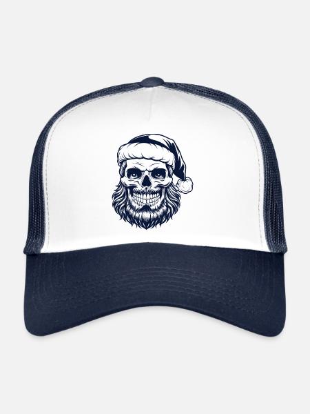 Crâne de Père Noël - Casquette trucker  - blanc/marine - Devant