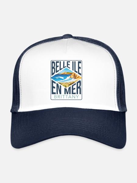 Belle ile en mer - Casquette trucker  - blanc/marine - Devant