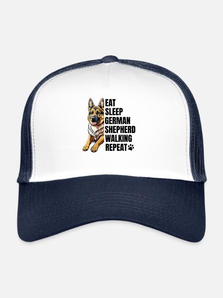 Eat Sleep German Shepherd Walking Repeat Dog Lover - Trucker Cap - white/navy - Front