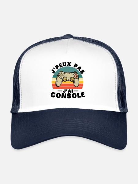 Je Peux Pas J'ai Console Humour Cadeau - Casquette trucker  - blanc/marine - Devant