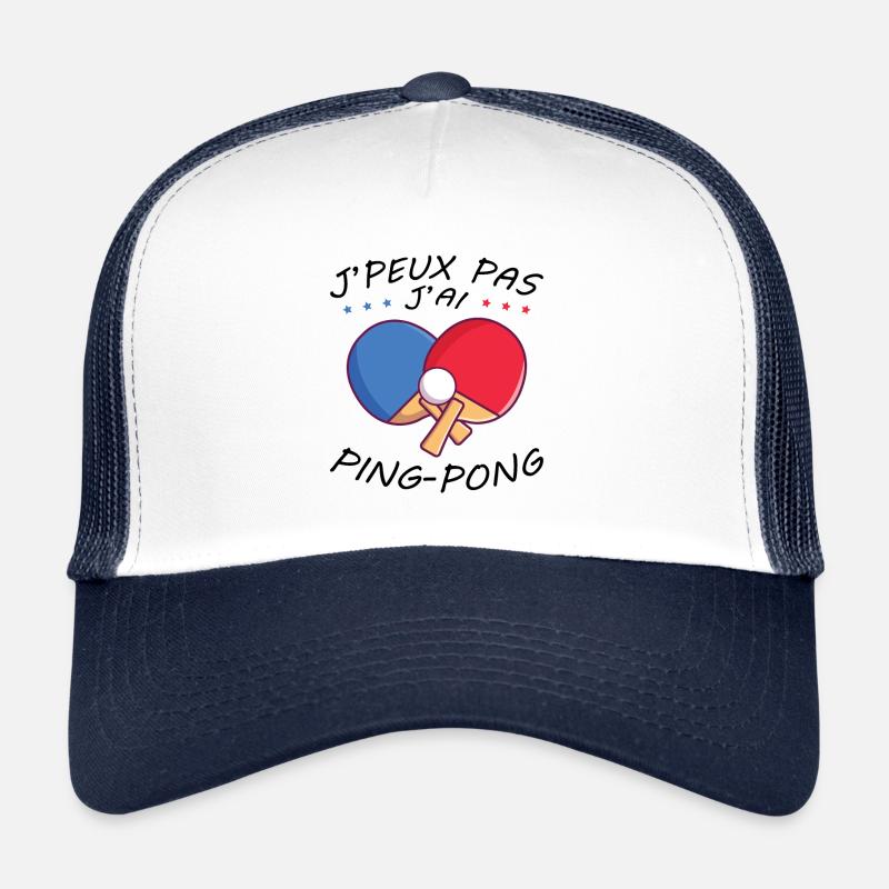 I Can't I Have Ping Pong Humor Geschenk - Trucker Cap - Weiß/Navy