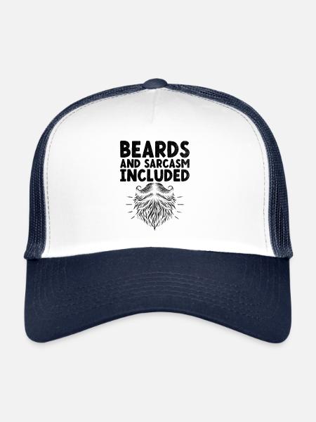 Bärte Und Sarkasmus Inklusive Bartliebhaber-Gesichtsbehandlung - Trucker Cap - Weiß/Navy - Vorne