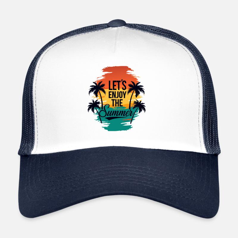 Lets Enjoy the Summer with Palm Trees Trucker Cap