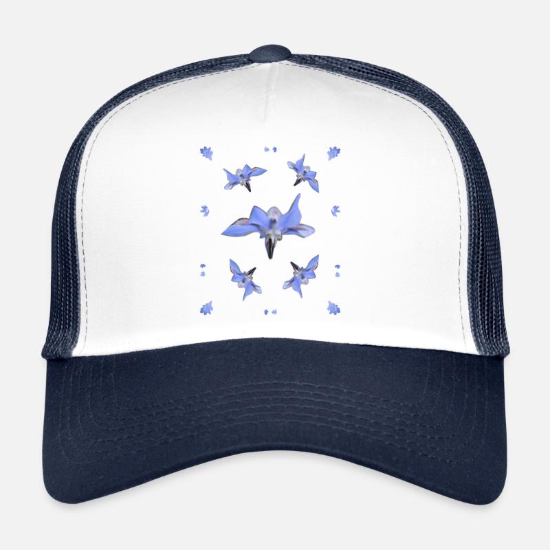 Bourrache motif fleurs bleues fleurs violettes Casquette trucker 