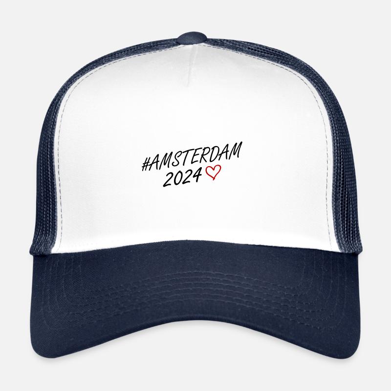 Amsterdam 2024 Herz Reise - Trucker Cap - Weiß/Navy