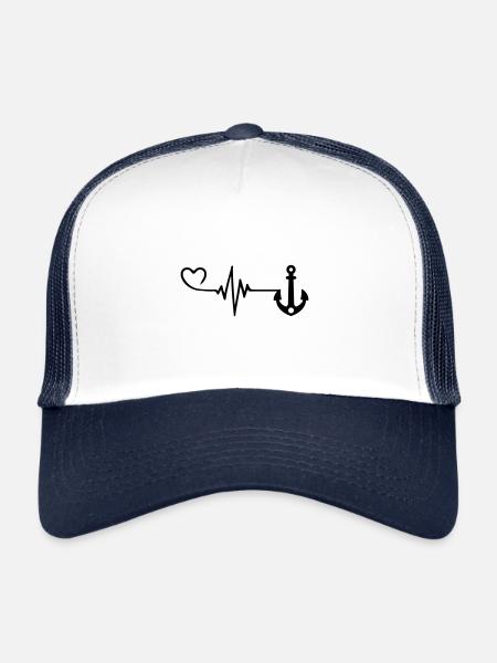 Icône d’ancrage Heartbeat - Casquette trucker  - blanc/marine - Devant