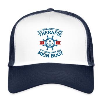 Boot Bootfahren Therapie Steuerrad Geschenk - Trucker Cap - Weiß/Navy - Vorne