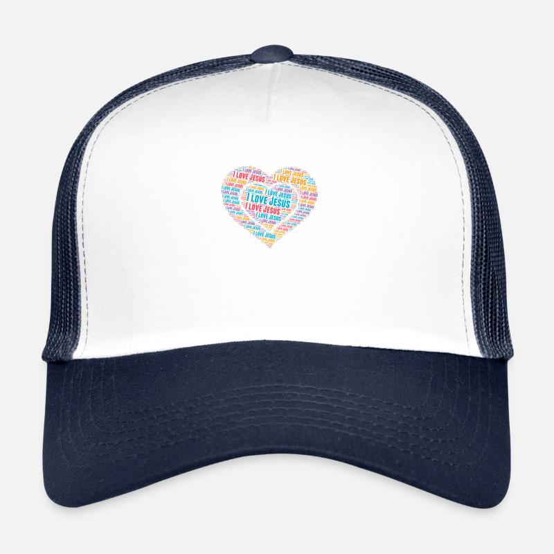 Christliche Sprüche I love Jesus - Trucker Cap - Weiß/Navy
