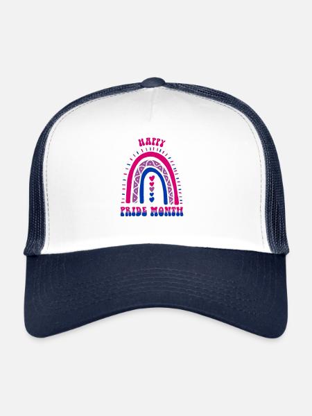 Happy Pride Month Bisexual Boho Rainbow - Trucker Cap - white/navy - Front