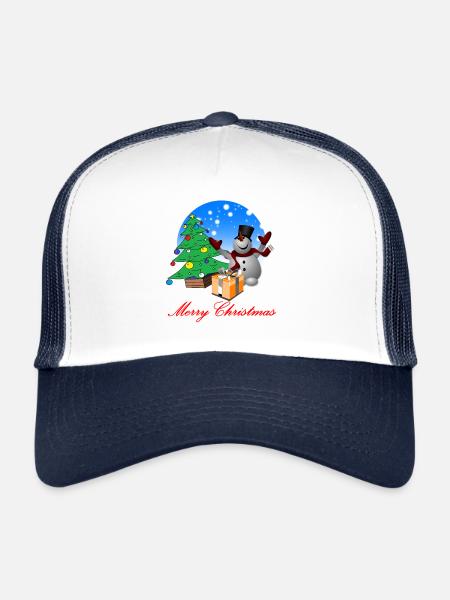 Noël Joyeux Noël Bonhomme de neige - Casquette trucker  - blanc/marine - Devant