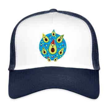 Karneval Avocados mit viel Konfetti. - Trucker Cap - Weiß/Navy - Vorne