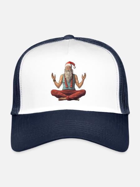 Yoga du Père Noël - Casquette trucker  - blanc/marine - Devant
