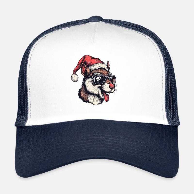 Squirrel Christmas Funny - Trucker Cap - white/navy