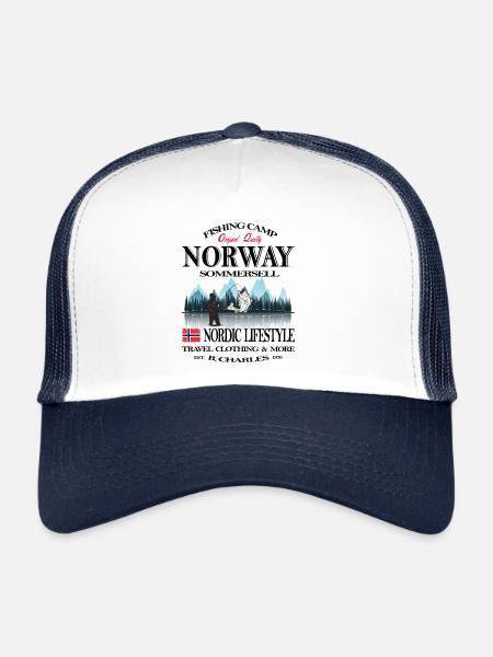 Norvège, Norvège, Norvège, pêche, vacances, cadeau, cool - Casquette trucker  - blanc/marine - Devant