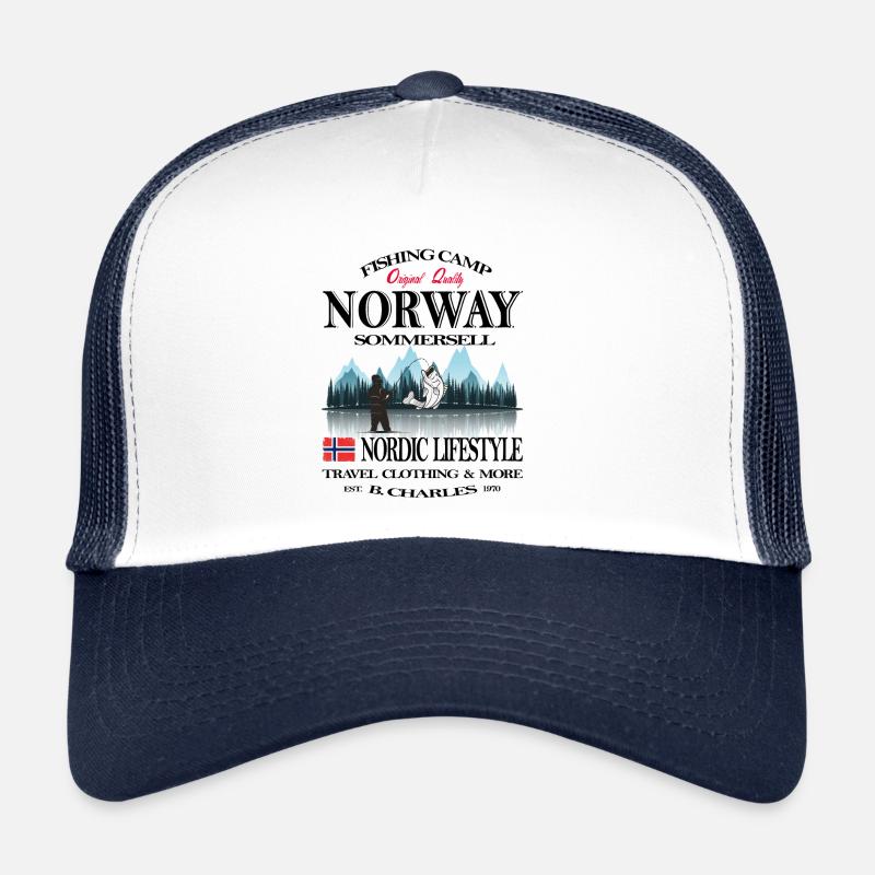 Norwegen ,Norge,Norway,Angeln,Urlaub,Geschenk,cool - Trucker Cap - Weiß/Navy