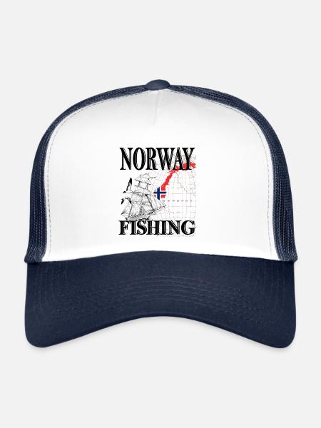 Norway -Norge-Norvège -Pêche - Casquette trucker  - blanc/marine - Devant