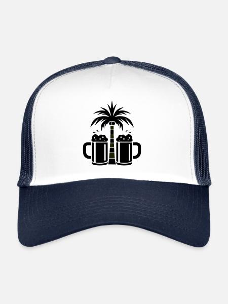 Plage de Beer Palm Trees - Casquette trucker  - blanc/marine - Devant