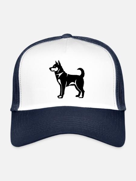 Icône du chien husky - Casquette trucker  - blanc/marine - Devant
