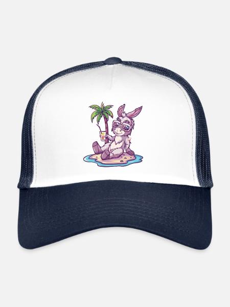Bande dessinée Donkey Summer Beach - Casquette trucker  - blanc/marine - Devant