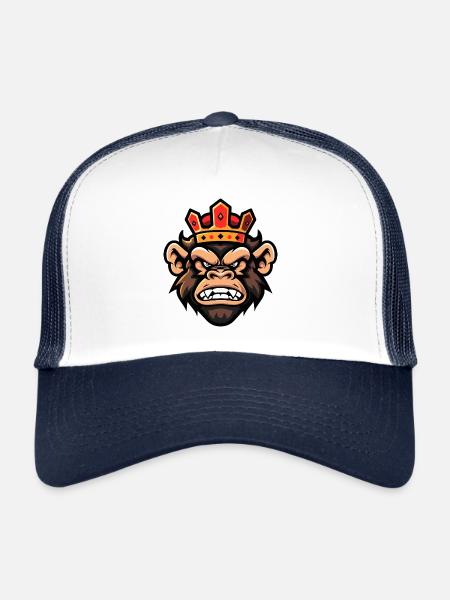 Monkey Head Crown - Trucker Cap - white/navy - Front