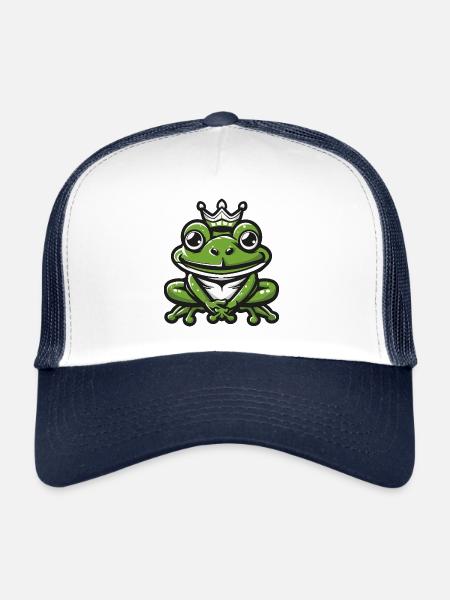 Couronne de grenouille - Casquette trucker  - blanc/marine - Devant