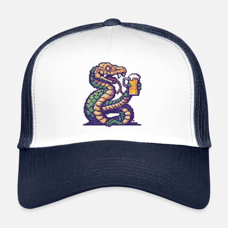Serpent Cobra Bière Pixel Casquette trucker 