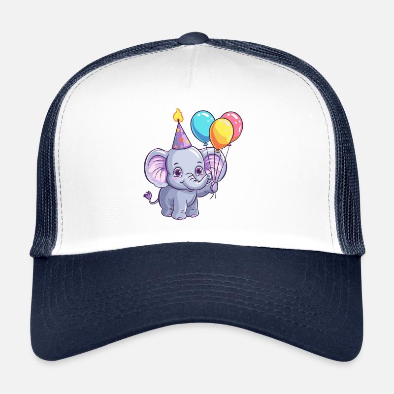 Elefant Geburtstag Comic - Trucker Cap - Weiß/Navy