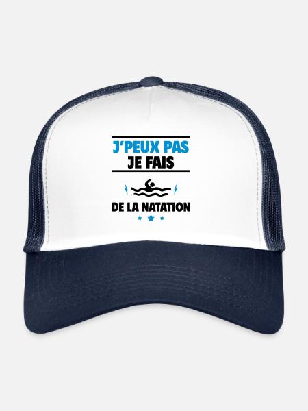 Je fais de la natation, nageur,nageuse - Casquette trucker  - blanc/marine - Devant