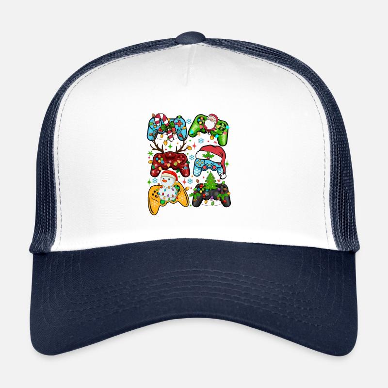 Weihnachtliche Gaming Controller Motive - Trucker Cap - Weiß/Navy