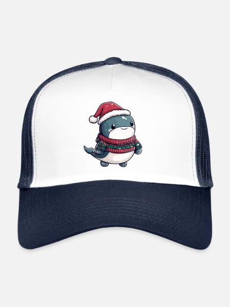 Whale Christmas Comic - Trucker Cap - white/navy - Front