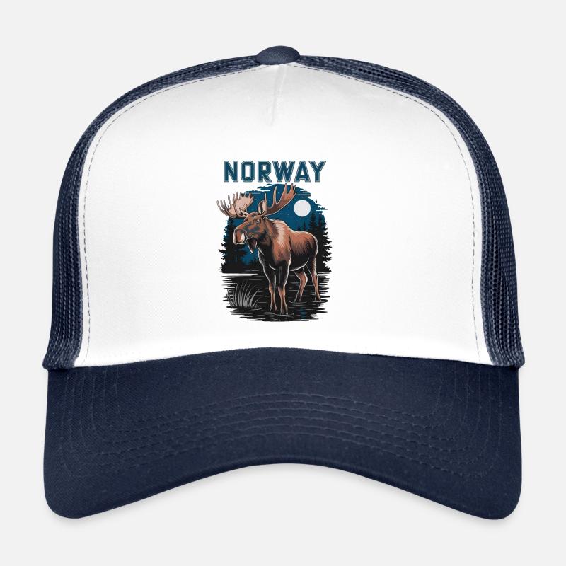 Norway mit Elch - Trucker Cap - Weiß/Navy