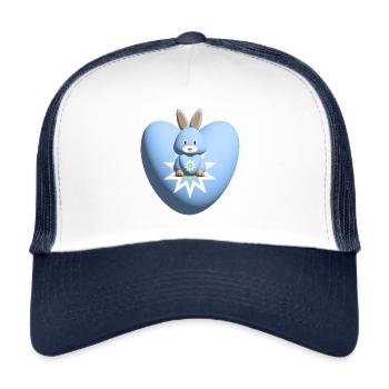 Herz mit süßem hellblauen Hase. - Trucker Cap - Weiß/Navy - Vorne