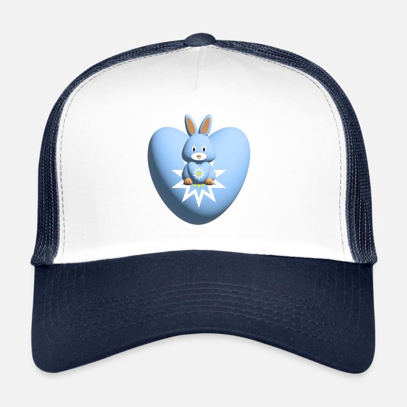 Herz mit süßem hellblauen Hase. - Trucker Cap - Weiß/Navy