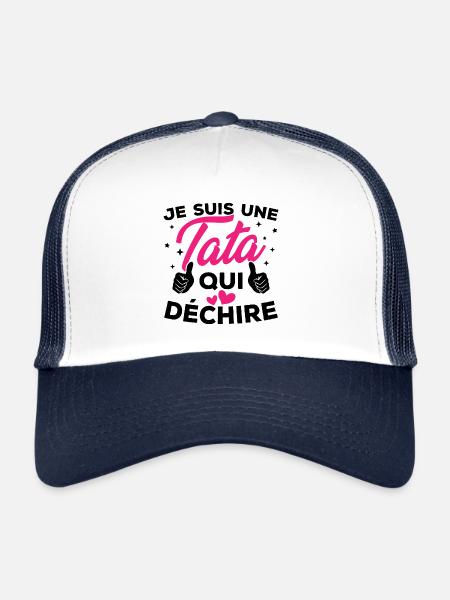 Je suis une tata qui déchire - Casquette trucker  - blanc/marine - Devant