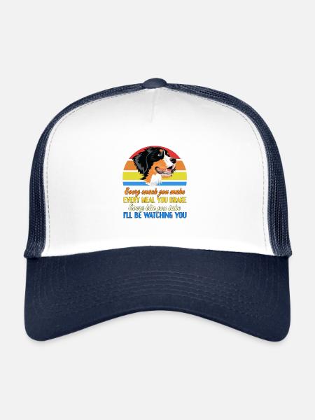 Chien de montagne bernois - Casquette trucker  - blanc/marine - Devant