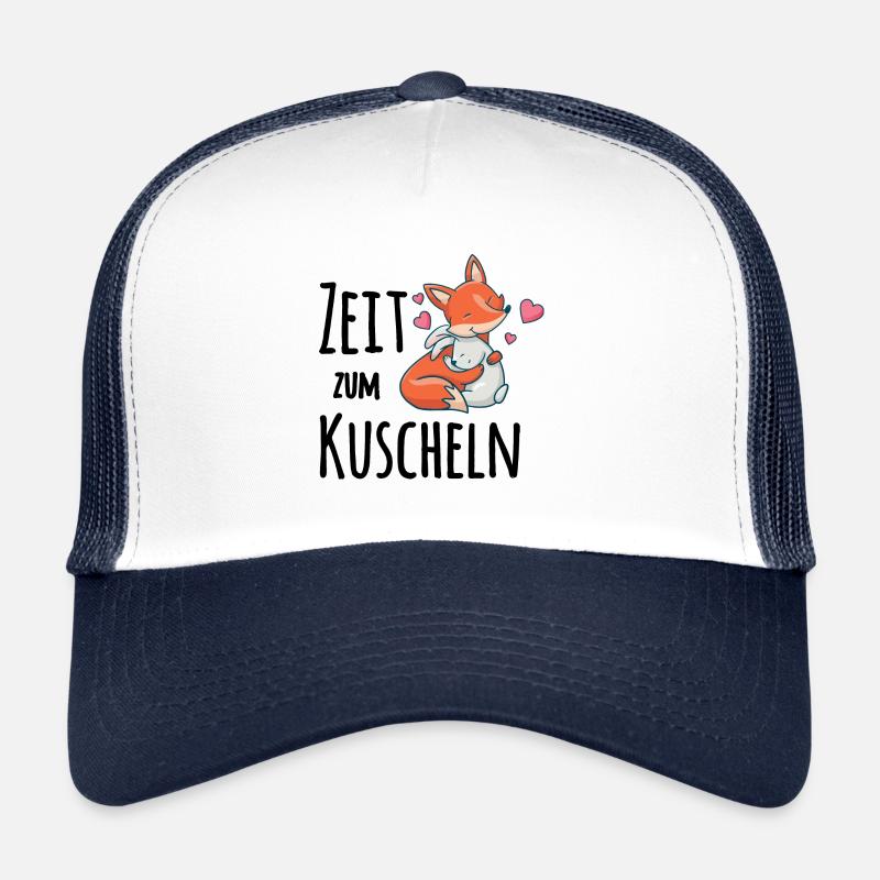 Fuchs und ein Kaninchen die mit einander Kuscheln - Trucker Cap - Weiß/Navy