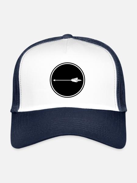 Icône en forme de flèche - Casquette trucker  - blanc/marine - Devant