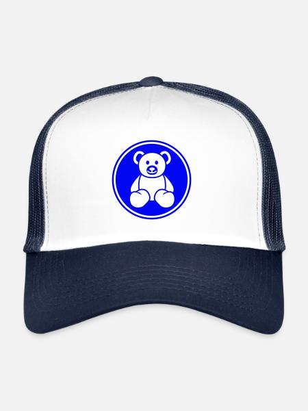 Ours en peluche - Casquette trucker  - blanc/marine - Devant