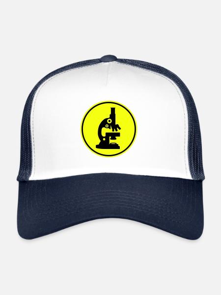 Icône d’icône de microscope - Casquette trucker  - blanc/marine - Devant