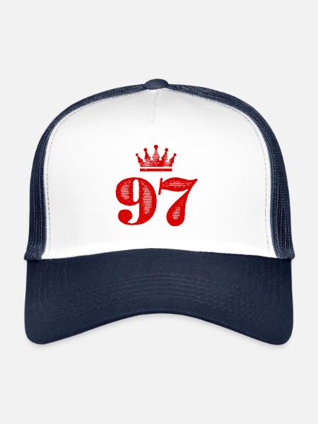 97 Couronne numérique - Casquette trucker  - blanc/marine - Devant