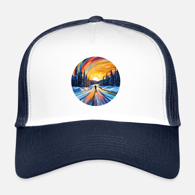 Skiing at sunset Trucker Cap