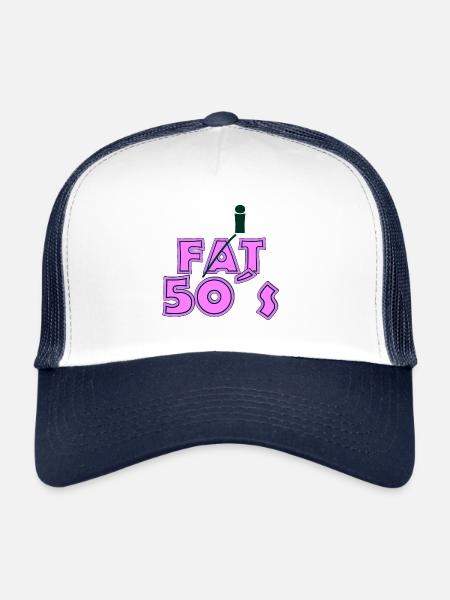 Fat Années 50 Rose Vert Foncé - Casquette trucker  - blanc/marine - Devant