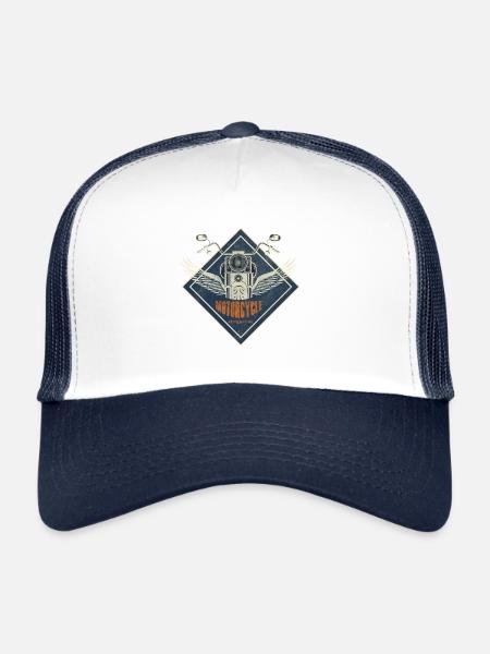 Biker Motorcycle - Trucker Cap - white/navy - Front