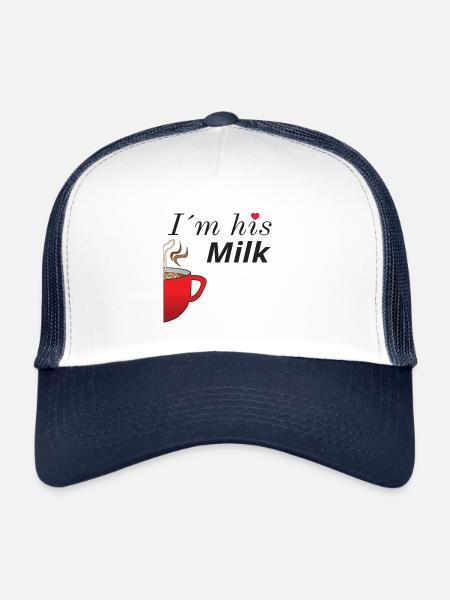 Comme le café et le lait - lait de chemise de couple de partenaire - Casquette trucker  - blanc/marine - Devant