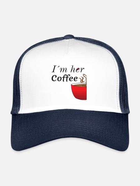 Comme le café et le lait - Café partenaire chemise couple - Casquette trucker  - blanc/marine - Devant