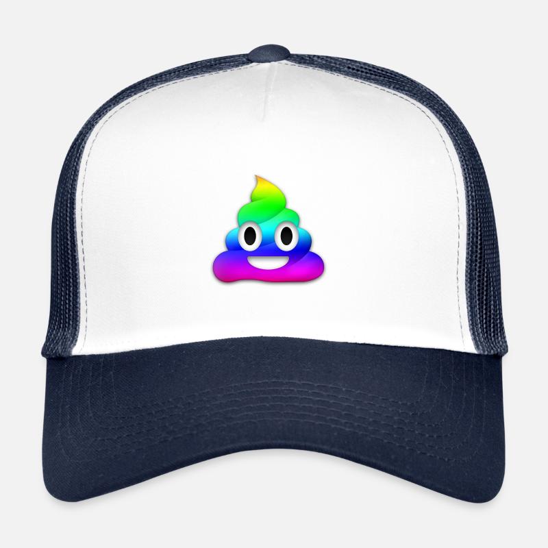 Kackhaufen Emoji Regenbogen - Trucker Cap - Weiß/Navy