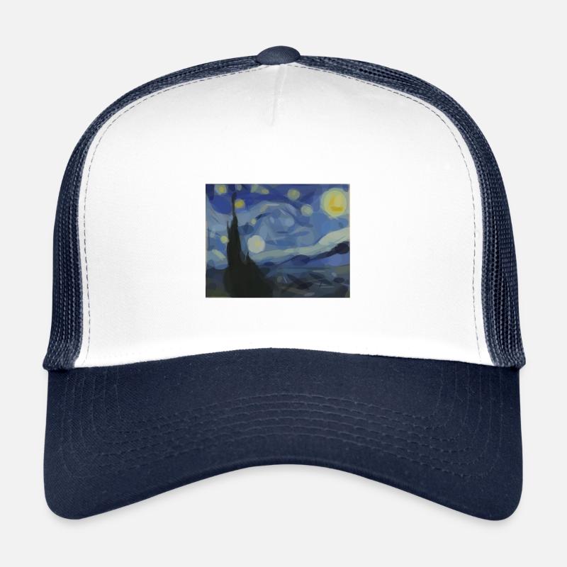 Nuit étoilée - cercles et ellipses - Casquette trucker  - blanc/marine